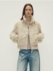 Casual stand-up collar jacket-style fluffy sheep curly hair fashionable short  bomber coat"Curly Story"