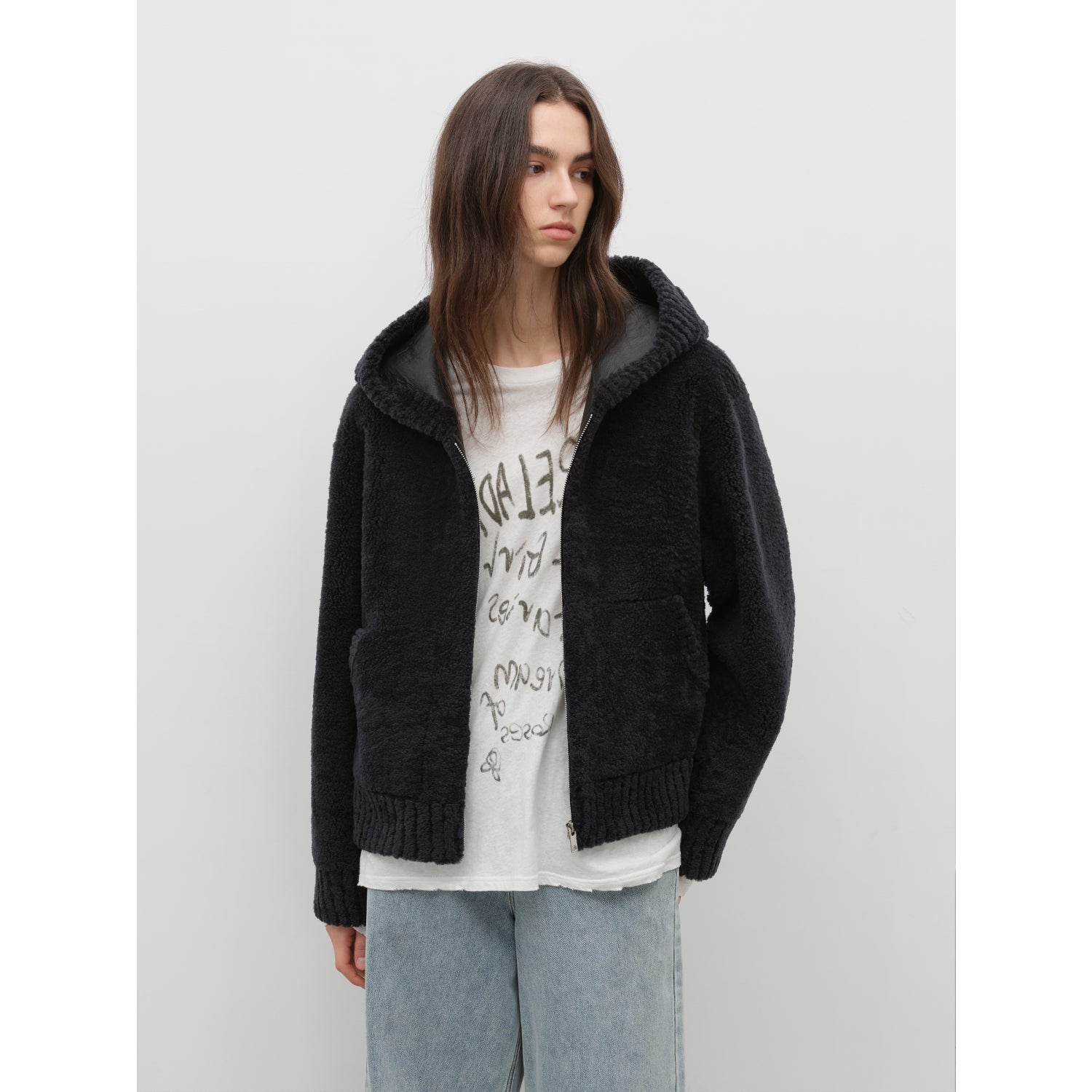 Bad boy hooded merino sheepskin jacket