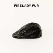 Firelady Fur | Women‘s Leather Beret in Distressed Denim with Waxed Velvet Flock