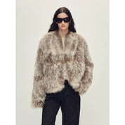 Firelady Fur Women‘s Short Fox Fur Coat | SagaFurs Crown-Grade Ombré Dyed Collar“Chic Sister”