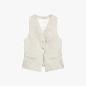 "Old Money Space" Linen draped vest and straight trousers suit