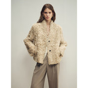 Firelady Fur Women‘s Shearling  Coat | Rippled Waterwave Pattern, Rare Lake Lamb“Mole Manor”