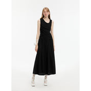 "Casual Commuting" light luxury mercerized cotton special-shaped collar waist irregular lazy long dress