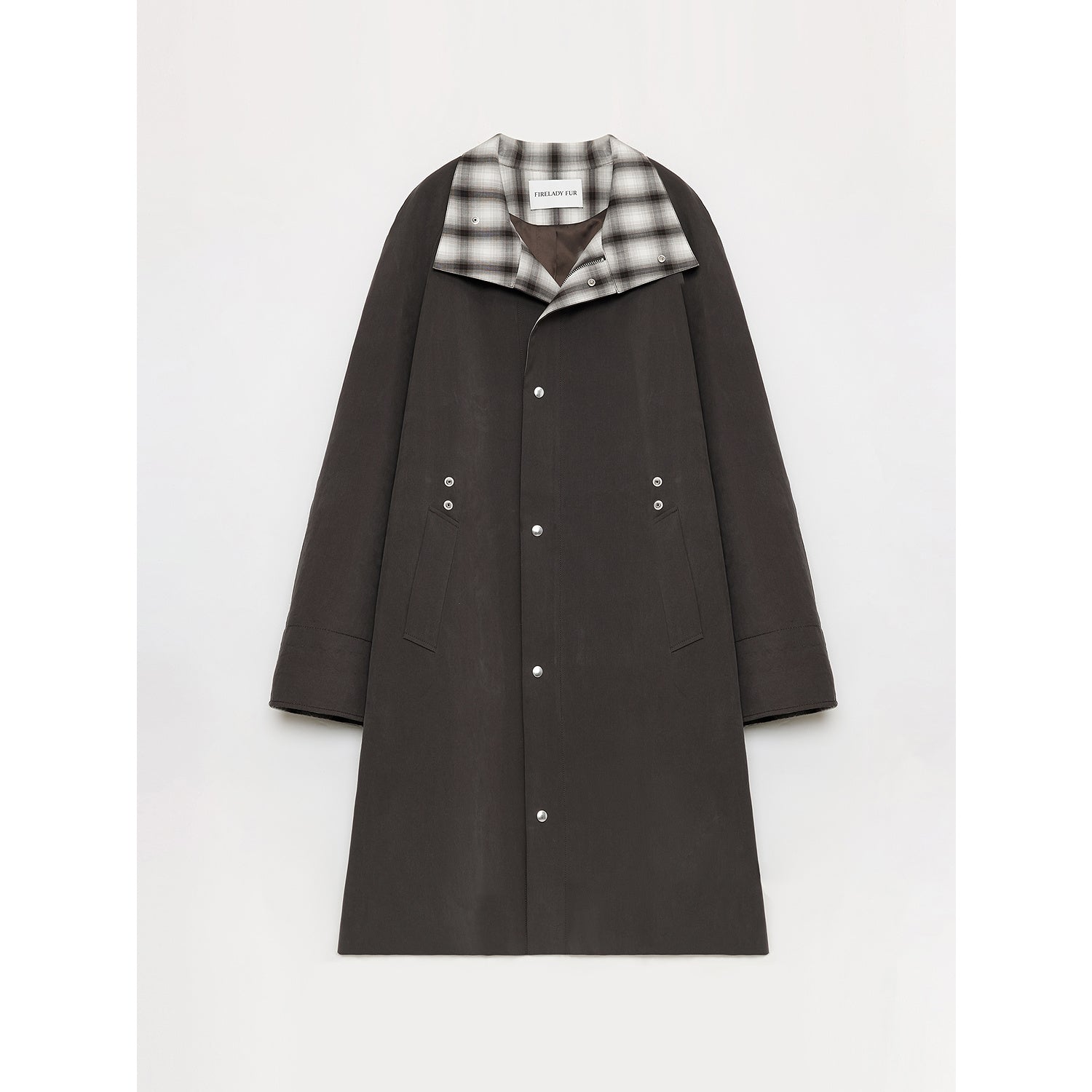 "Urban Island" Retro Plaid Mid-Length Workwear Lapel Trench Coat