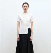 Letrans Women's Asymmetrical Hem T-Shirt - Short Sleeve Top “Architectural Principles”