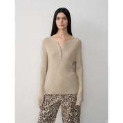 Tencel wool blend long-sleeved sweater thin top"Moonlight Schumann"