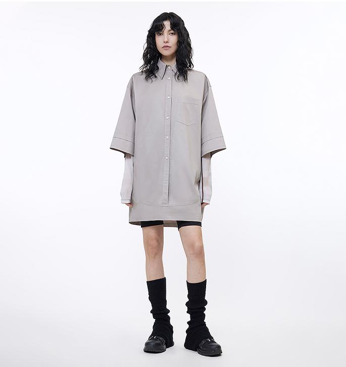 Workplace Siren Style College Style Silhouette Splicing Fashion Design Pullover Shirt