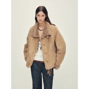 Firelady Fur Women’s Shearling Coat Crafted with Italian Contrast Suede & Tuscan Shearling“Winter Mochi”