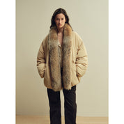 Fireladyfur Women’s Down Parka with Detachable Real Wolf Fur Trim Polish White Goose Down “Glacier Parka”