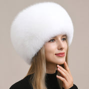 Fox fur hat warm earmuffs