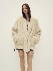 Loose-fitting two-tone gradient-dyed long woven Rex rabbit fur coat "Artistic Weaving"