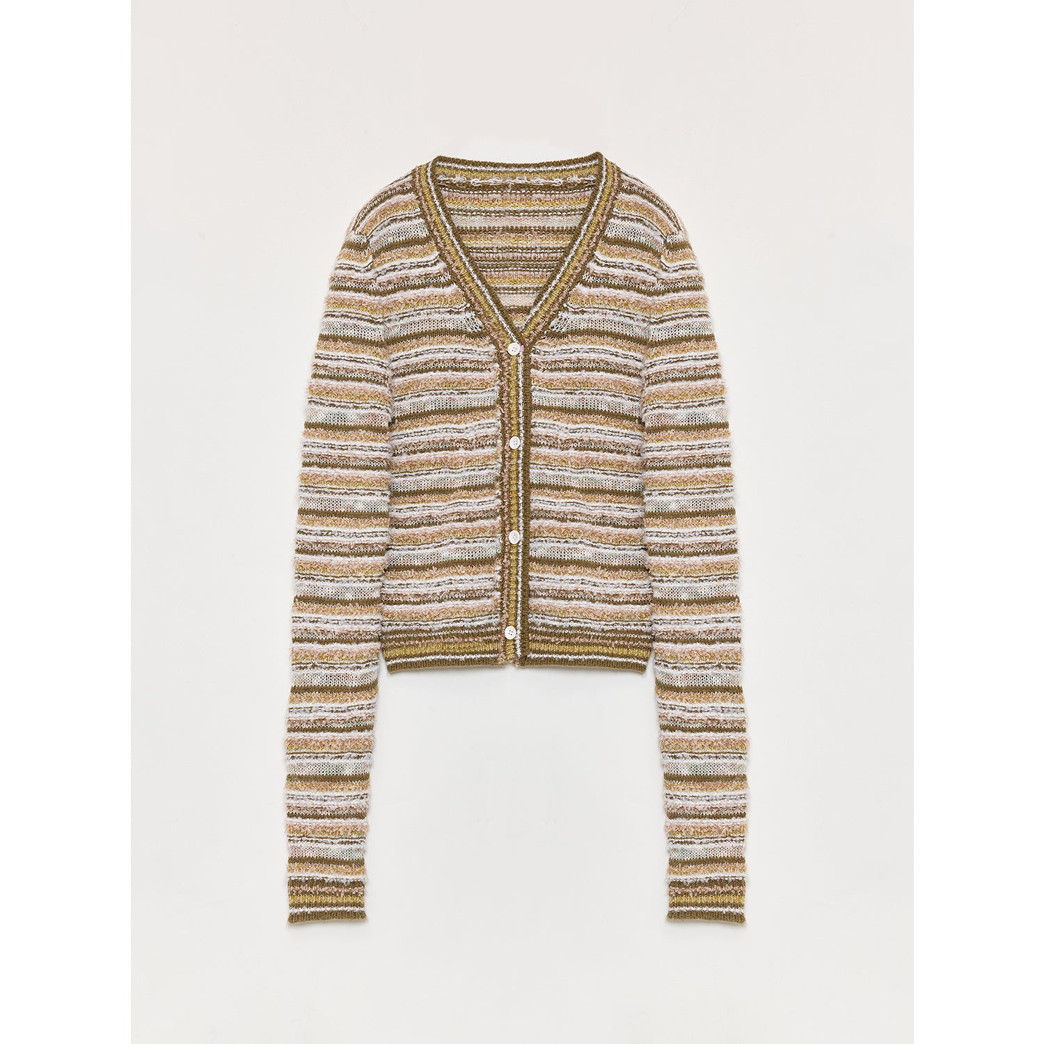 Nice Weekend Scented Striped Blended V-Neck Early Spring Layered Knitted Cardigan Top