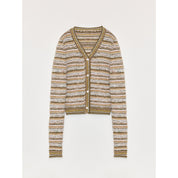 Nice Weekend Scented Striped Blended V-Neck Early Spring Layered Knitted Cardigan Top