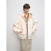 Manchester Academy Academy Loose Warm High Collar Hooded Merino Sheepskin Jacket