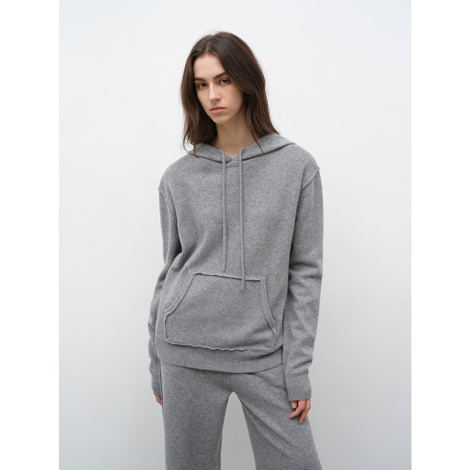 "Relaxed Encounter" Stylish Casual Sports Wool Knit Hoodie and Straight-Leg Leisure Pants Set