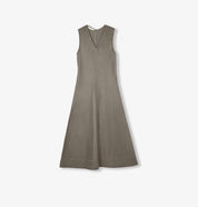 Lightweight and zero-pressure cupro linen textured anti-wrinkle V-neck sleeveless A-line dress