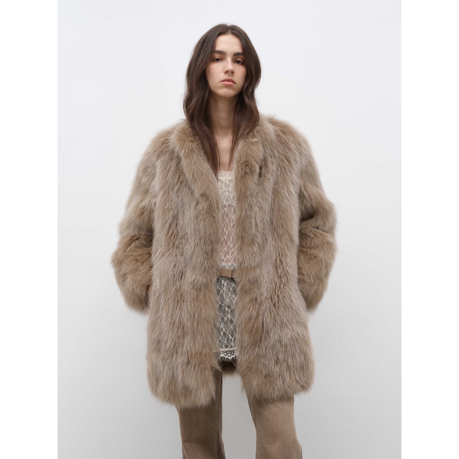 Light Years Away Imported Crown Grade Fox Fur Fashion Light Luxury Style Suit Collar Mid-Length Fur