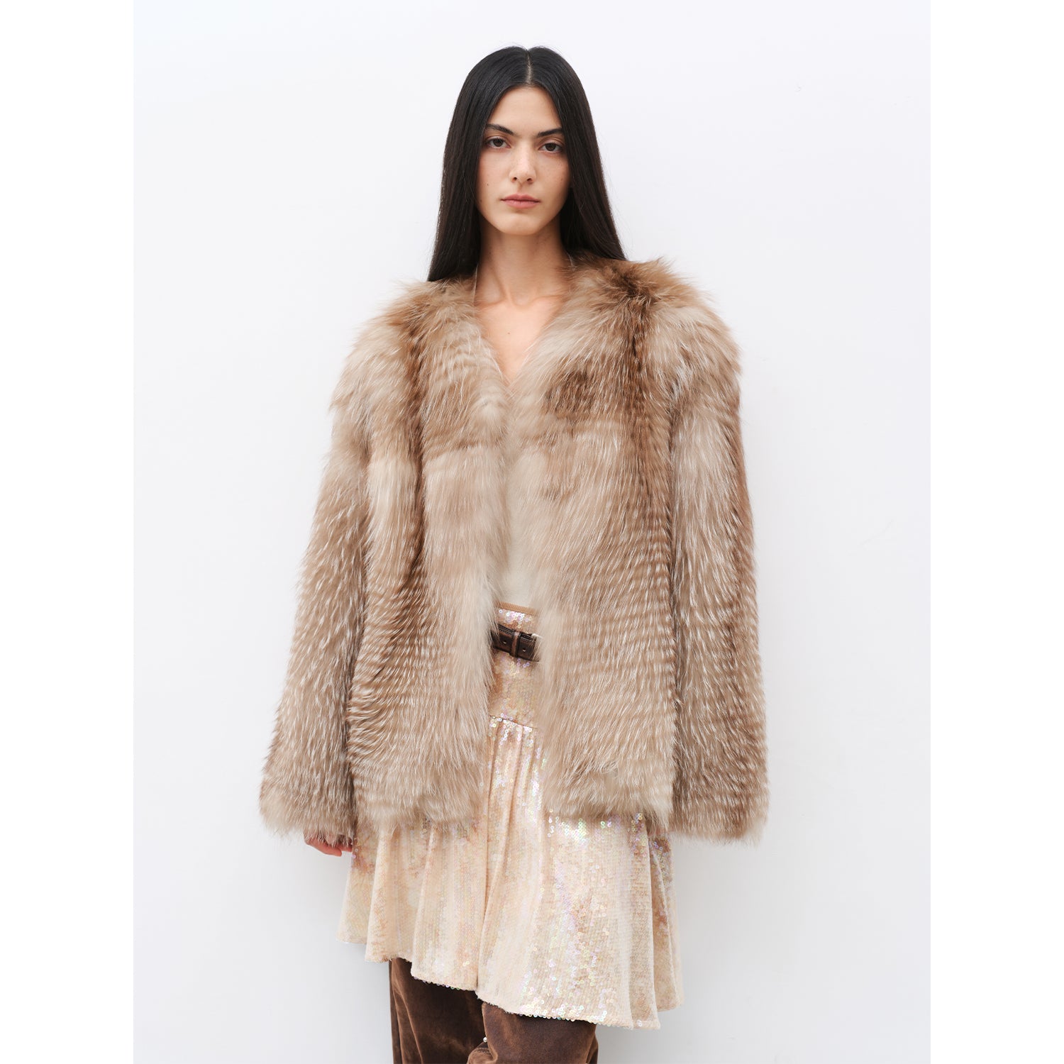 Romantic Nordic Imported colorful fox fur coat