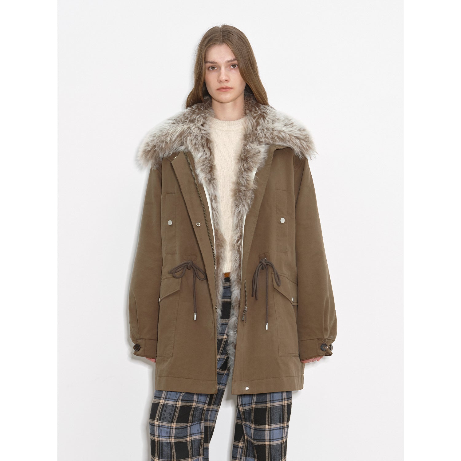 Fireladyfur Women’s Goose Down Parka  coat with Toscana Shearling Fur“Green Mile Miracle”