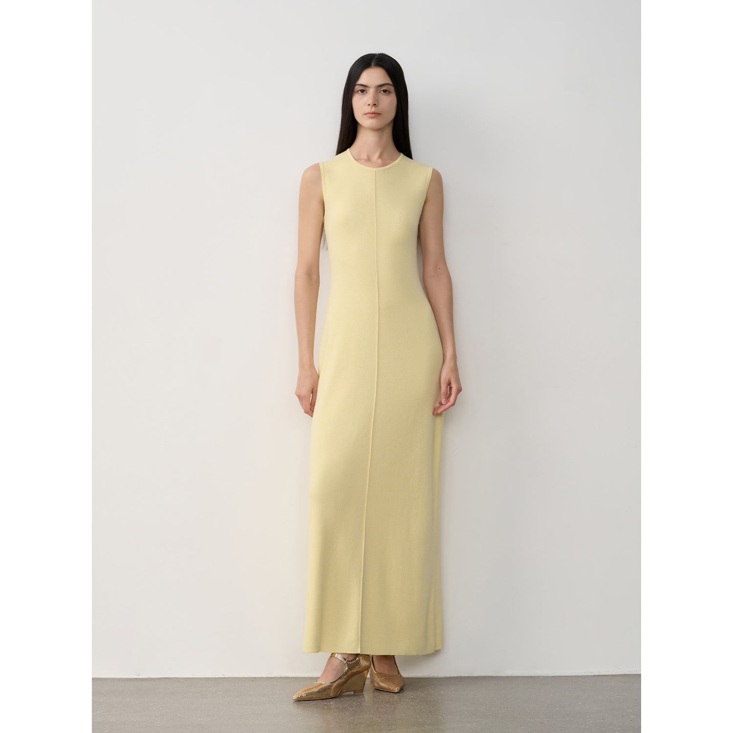 "Island Letters" Limited Edition Baslan Merino Wool Extra Long Sleeveless Lazy Knit Dress