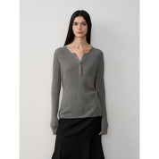 Tencel wool blend long-sleeved sweater thin top"Moonlight Schumann"