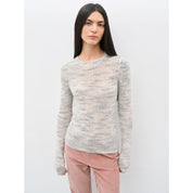 "Lazy Day Essential" Textured Mohair Blend Round Neck Stretch Knit Base Layer for Fall/Winter Women