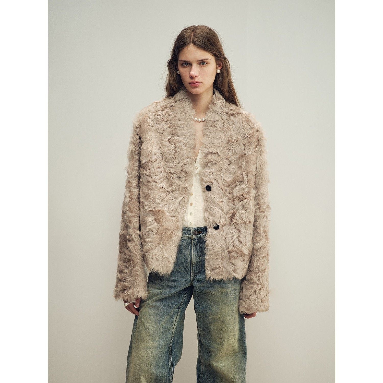 Firelady Fur Women‘s Shearling  Coat | Rippled Waterwave Pattern, Rare Lake Lamb“Mole Manor”