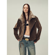 Firelady Fur Women's genuine Fur Denim Parka | Detachable Fur Collar & 90% White Goose Down Fill“Wander Free”