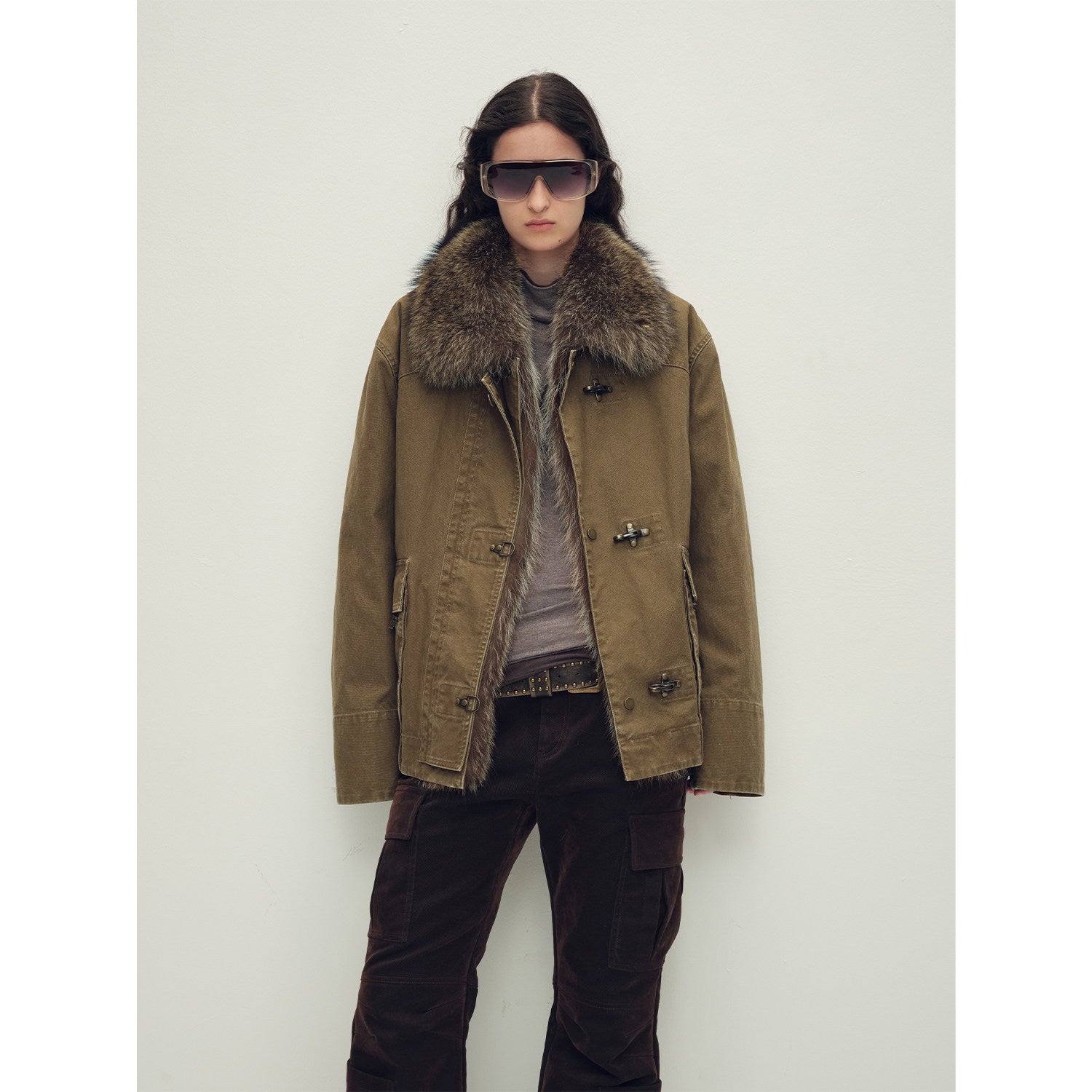 Firelady Fur Women's Goose Down Fur Parka with Detachable Raccoon Fur Hood“Hearthside Simmer”