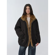 "Warm Dialogue" Two-tone fox fur collar detachable 90 goose down jacket mid-length down parka