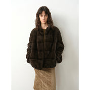 Imported purple label mink coat horizontal ridge leaning against the ridge craft mink fur coat