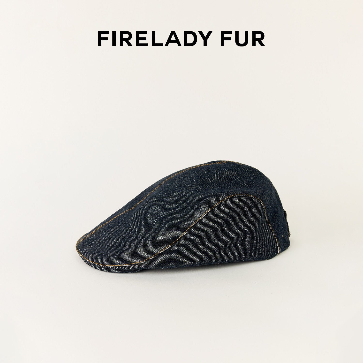Firelady Fur | Women‘s Leather Beret in Distressed Denim with Waxed Velvet Flock