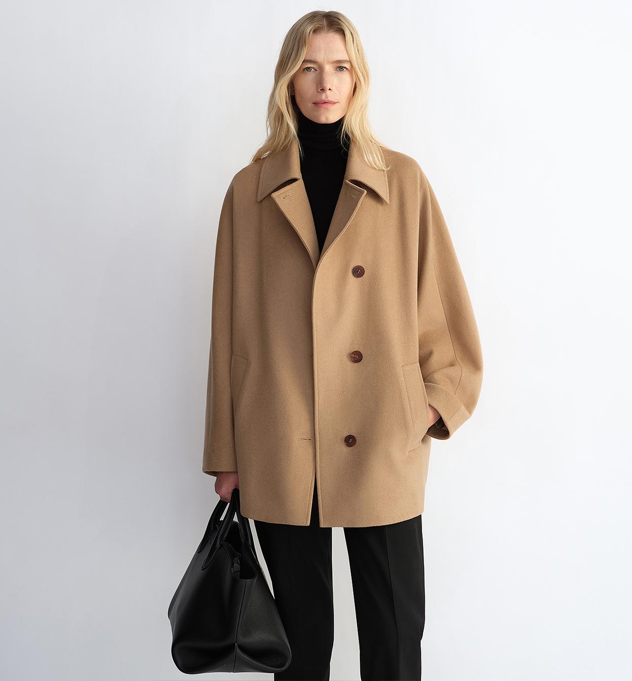 "Fleeting Memories" cashmere sheep wool retro loose bat sleeve short wool coat