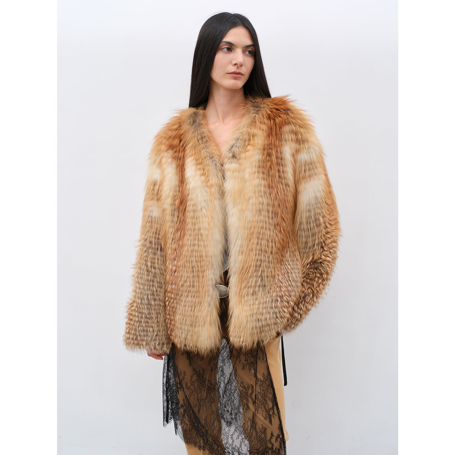 Romantic Nordic Imported colorful fox fur coat