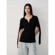 Tencel wool blend long-sleeved sweater thin top"Moonlight Schumann"