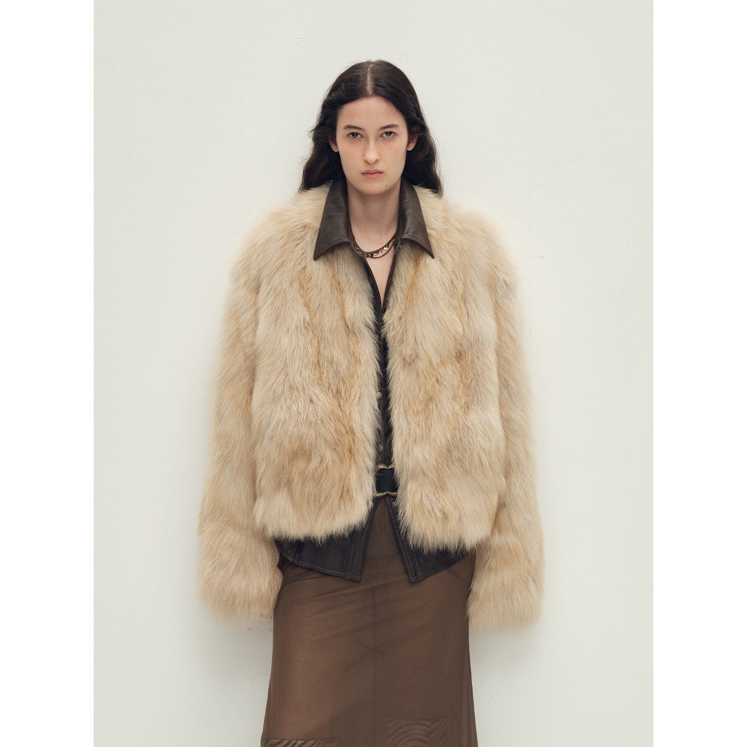 Firelady Fur Women‘s Short Fox Fur Coat | SagaFurs Crown-Grade Ombré Dyed Collar“Chic Sister”