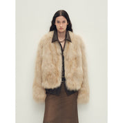 Firelady Fur Women‘s Short Fox Fur Coat | SagaFurs Crown-Grade Ombré Dyed Collar“Chic Sister”