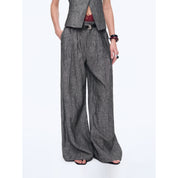 "Old Money Space" Linen draped vest and straight trousers suit