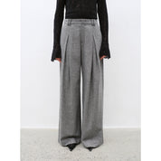 "City Stroll" casual and relaxed wool-blend double-pleated straight draped wide-leg casual trousers for autumn