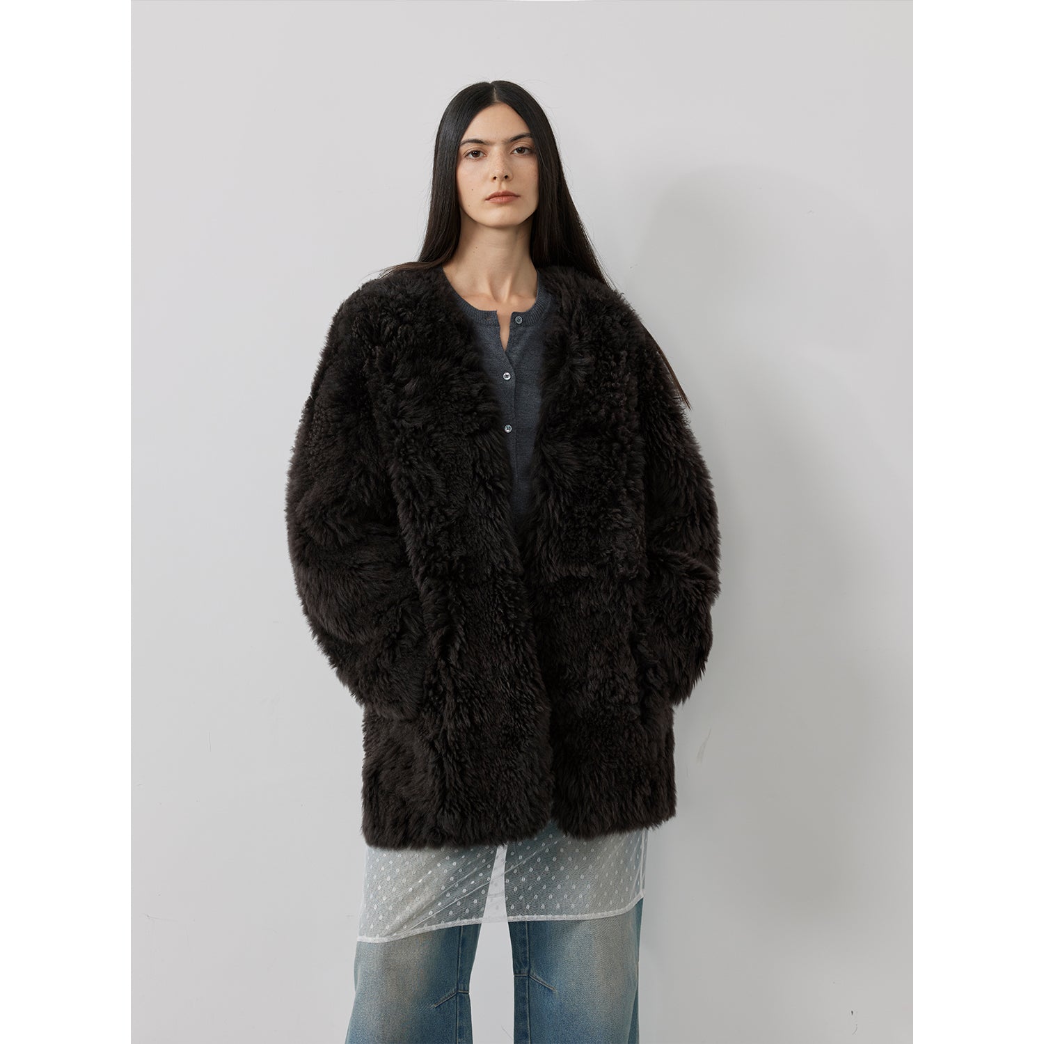 Peach Oolong Tuscan Sheepskin Coat Winter