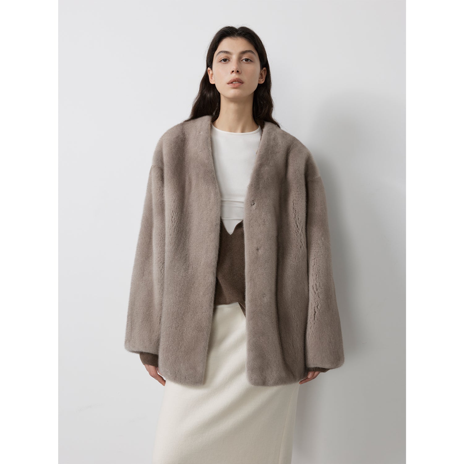 Swiss Snow Mink Velvet Fur Coat