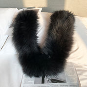 Fox Fur Knitted Scarf Warm Double-Sided Fur Neck Scarf