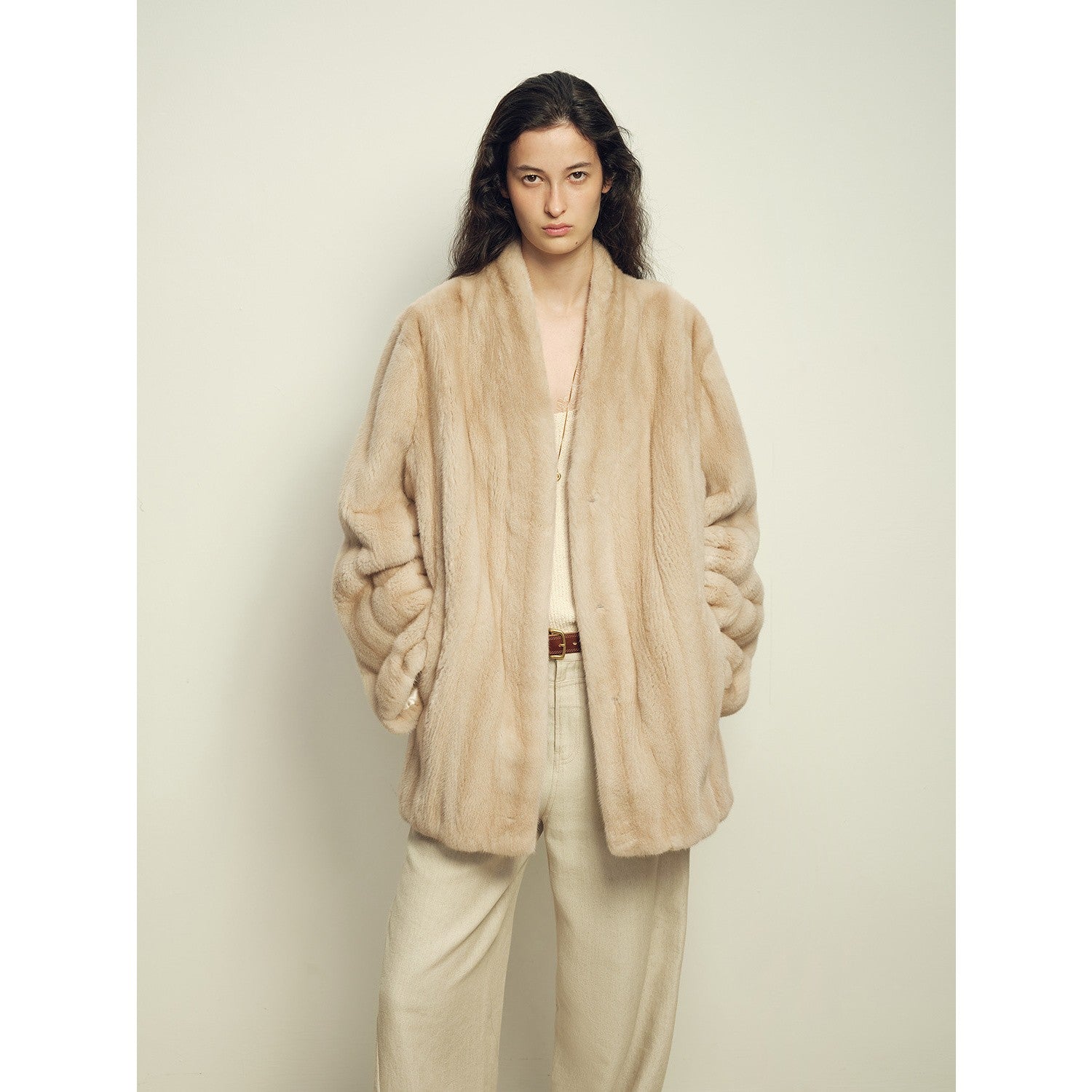 Firelady Fur Imported Kopenhagen Purple-Label Female Mink Full-Skin Woven V-Neck Fur Coat “Fairy Mountain Dew”