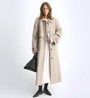 "Moonlit Veil"Straight-cut Raglan Sleeve Double-layer Collar Wool Coat for Women