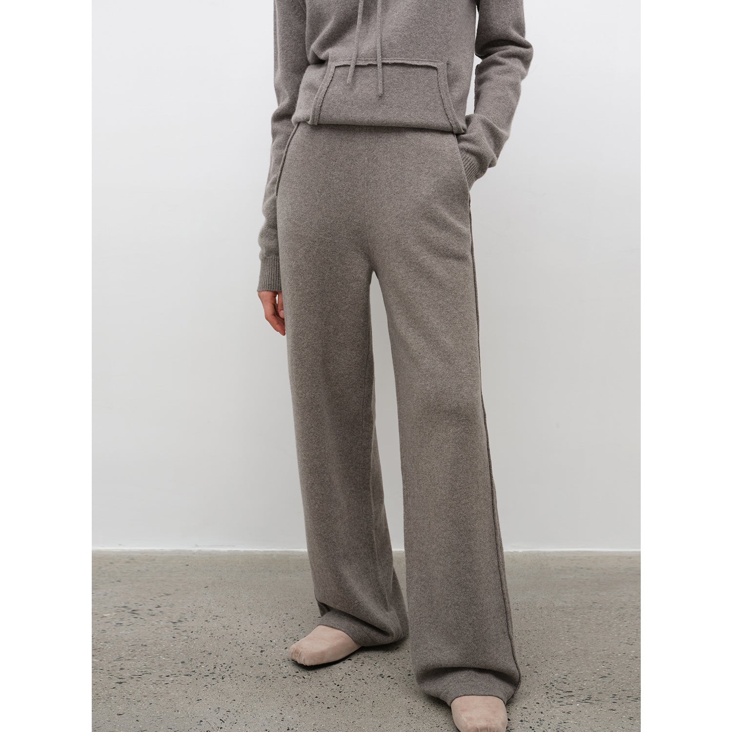 "Relaxed Encounter" Stylish Casual Sports Wool Knit Hoodie and Straight-Leg Leisure Pants Set