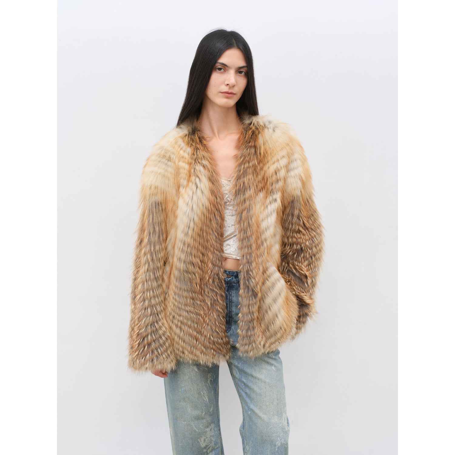 Yukino Dream Imported Colorful Fox Fur Coat from Finland