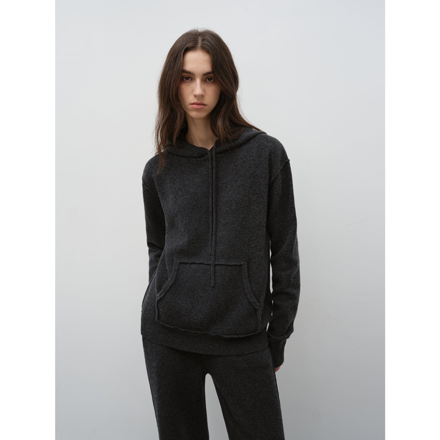 "Relaxed Encounter" Stylish Casual Sports Wool Knit Hoodie and Straight-Leg Leisure Pants Set