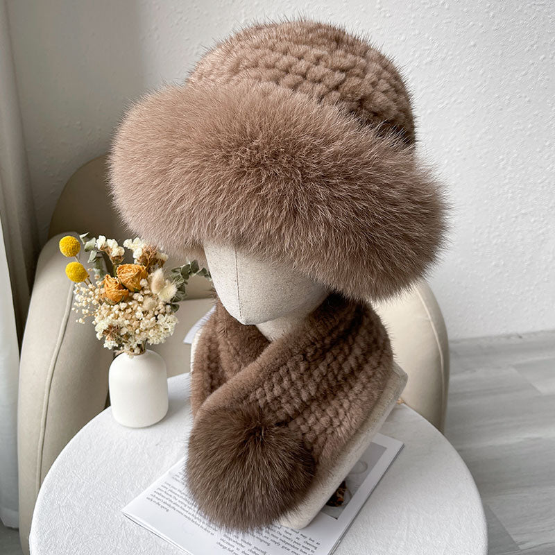 Mink fur scarf autumn and winter warm double-sided fox fur ball scarf