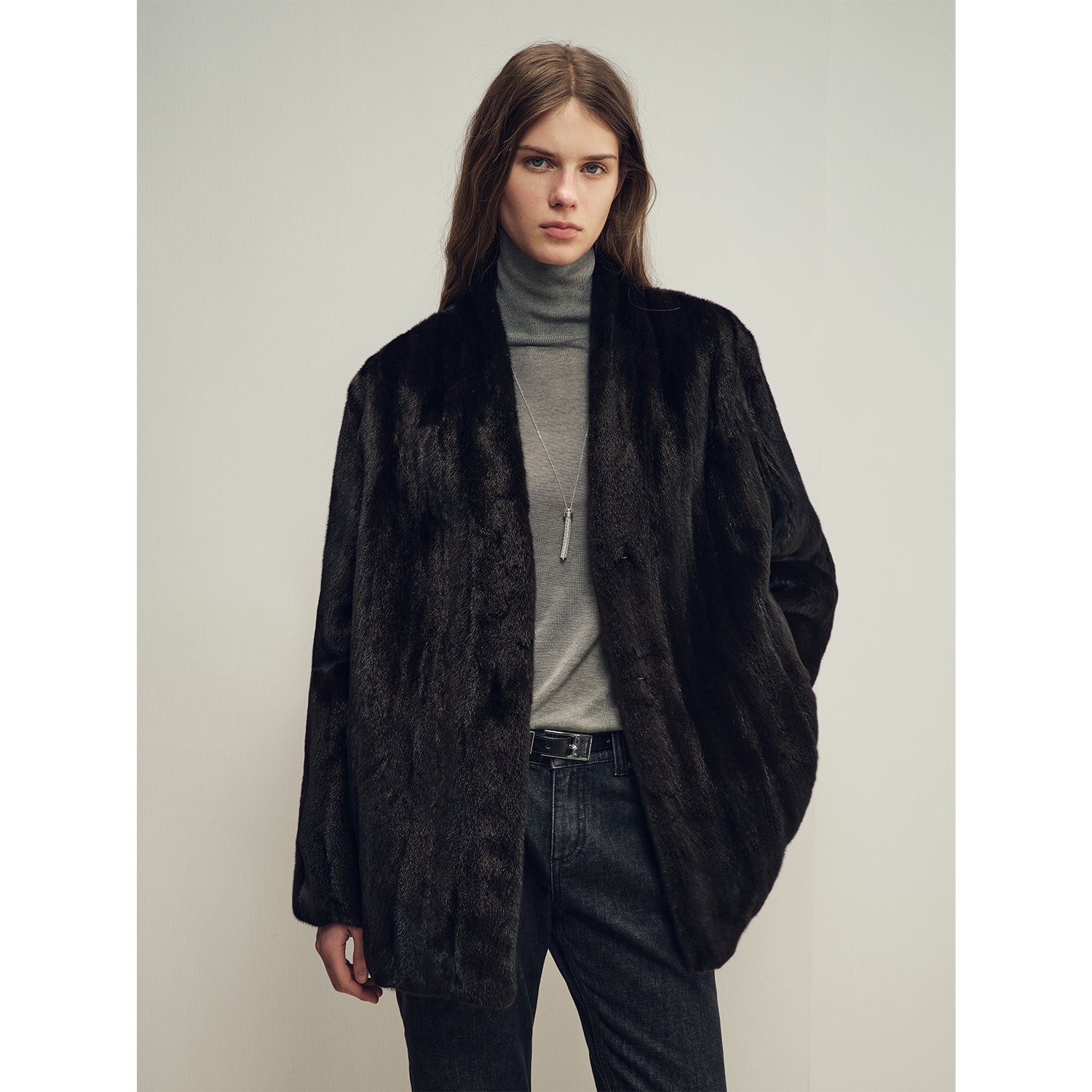 Firelady Fur Imported Kopenhagen Purple-Label Female Mink Full-Skin Woven V-Neck Fur Coat “Fairy Mountain Dew”