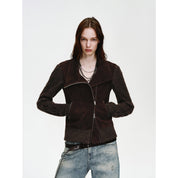 Firelady Fur Italian Sheepskin Leather Jacket Women - Merino Wool Knit Short Coat - Nishino Twilight